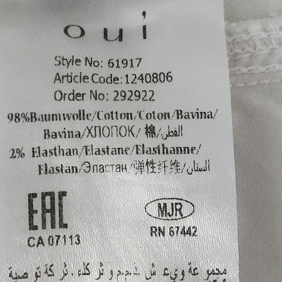 OUI Newport Slim White Jeans with Stripe Cuffs size 6 - Picture 11 of 16